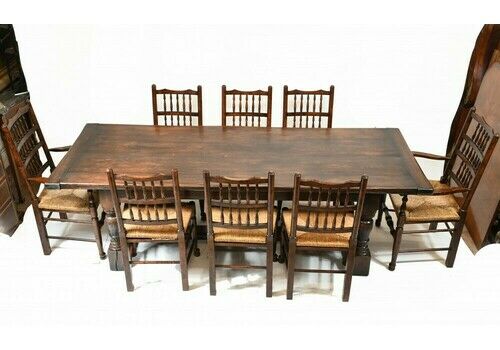 Refectory Table Dining Set Spindleback Chairs Farmhouse Kitchen