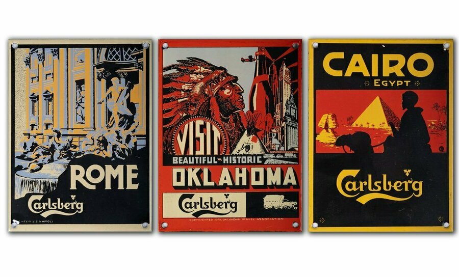 Danish Enamel Signs By Carlsberg, 1950s, Set Of 3 photo furniture